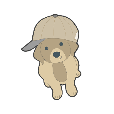 Keonho, drawn as a puppy in a deerstalker cap